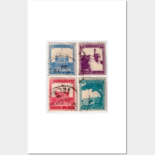 Four Palestine Stamps, 1935, hi res Posters and Art